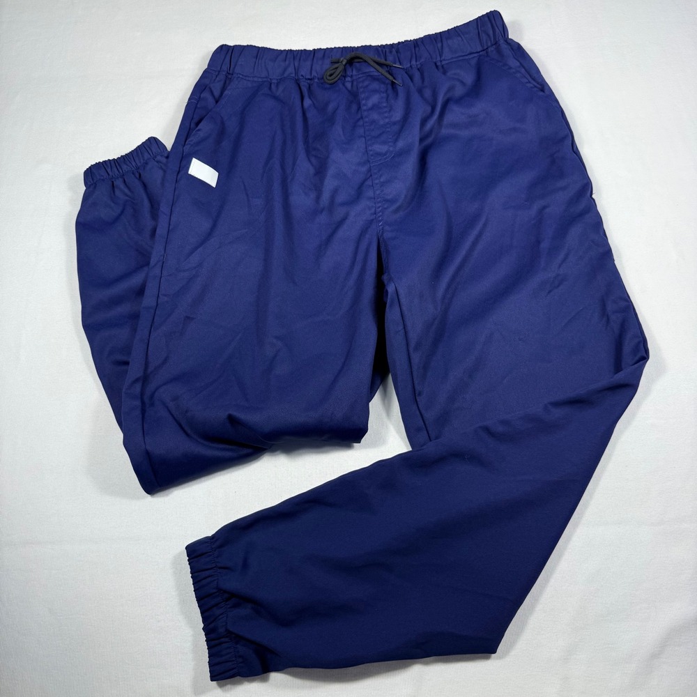Unbranded Jogger Pants XL Navy Blue Elastic Waist Drawstring Twill Streetwear